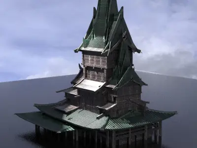 JapanTemple Ruin 2  3D model