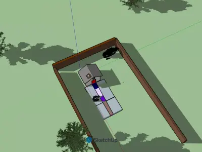 Small Modern House with Yard and Terrace- SketchUp Model 3D model