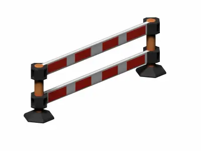 Orange white striped barricade Low-poly 3D model