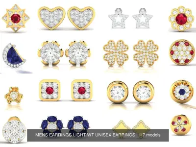 117 MENS EARRINGS LIGHT WT UNISEX EARRINGS 3D Model Pack