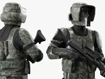  Star Wars Camouflage Scout Trooper Standing by with DLT Rifle 