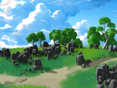 Stylized Anime Environment 3D Model  High-Quality Blender Scene  3D model