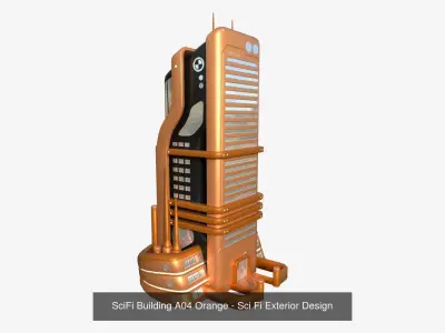 10 Sci Fi Buildings Collection D - Orange - Exterior Design 3D Model Pack