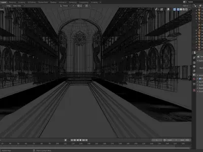 Cathedral interior of church 3D model