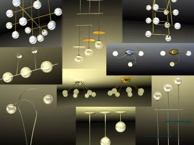 Set of lamps in Art Nouveau style 3D model