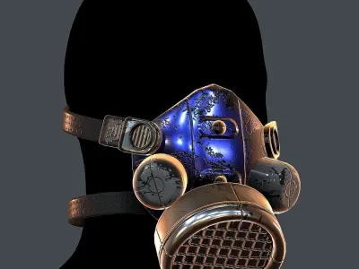 Gas mask helmet 3d model scifi Low-poly  Low-poly 3D model 424