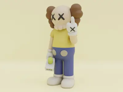 KAWS Morty Smith The Anxious Companion Figure Toy Low-poly 3D model
