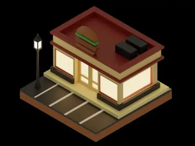 Low Poly Burger House Low-poly 3D model