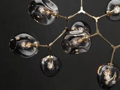 Branching bubble 8 lamps 2 DARK  GOLD 3D model