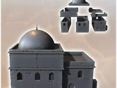 Eastern building with floors access stairs roof terrace and larg 3D print model