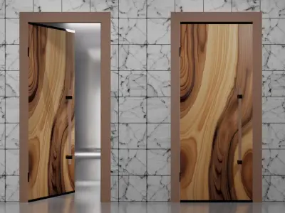 Modern Styled Wooden Door 4K PBR Low-poly 3D model