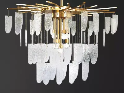Murano Glass Textured Chandelier with Silver Leaf Edges Low-poly 3D model