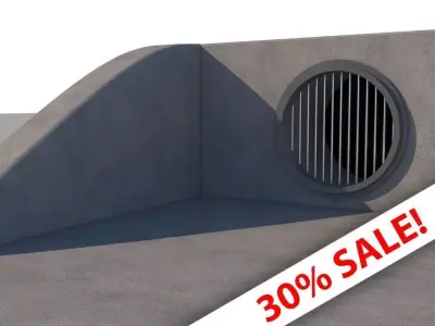 Sewers concrete floor with vent Low-poly 3D model