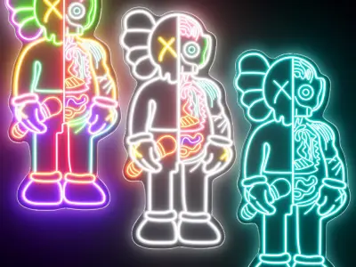 Kaws Neon Sign 3D model 3