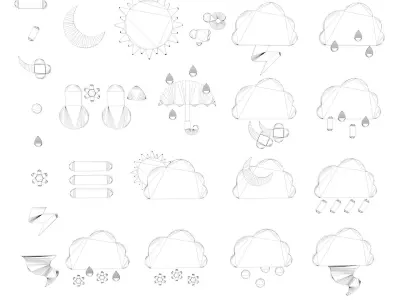 Cartoon Weather Icons Low-poly 3D model