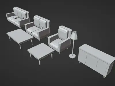 Living room Furniture Set Low-poly 3D model