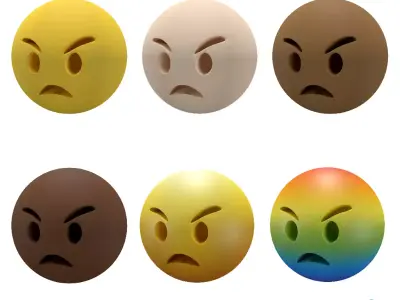 Angry Face V2 Pack Vol 1 Low-poly 3D model