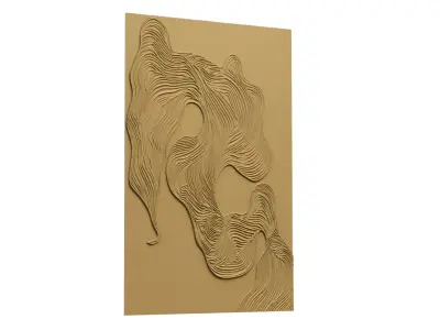 modern Wavy Relief Panel Wall Decor Set STL Mural CNC 379 3D model