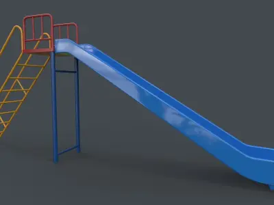 PBR Modular Outdoor Straight and Wave Slide A Low-poly 3D model