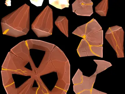 stylized Floating Islands  volcano  Low-poly 3D model Low-poly 3D model