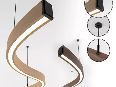 Wooden Lighting Pendant-01 Free low-poly 3D model