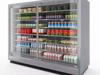 Vertical Glass Door Fridge by Arneg 3D model