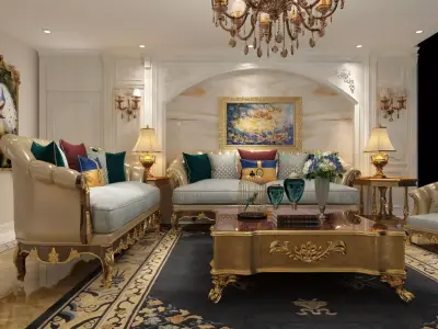 Living and Dining Combo in Empire Style 3D model