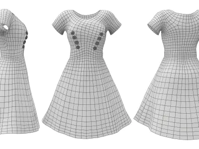 Conquered Retro Dress Low-poly 3D model