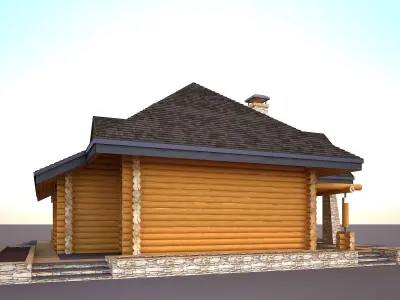 Wood house model 3d dom56 3D model 3D model 3D model