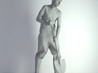 3D Scan Man Gardenner Worker 009  3D model