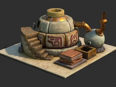 Medieval Iron Smelter Low-poly 3D model