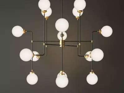 bistro globe clear glass 16 brass milk 3D model