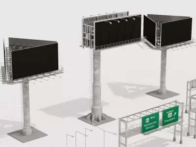 Road Traffic Sign Signage Pack Low Polygon 3D Model Low-poly 3D model