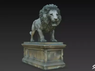 Lion Statue V45 Low-poly 3D model