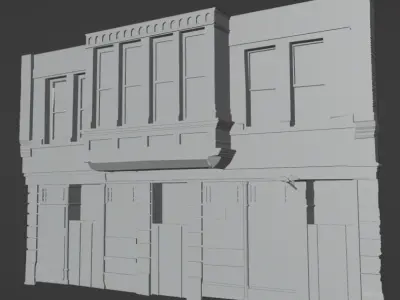 Derelict Wall-9 Low-poly 3D model