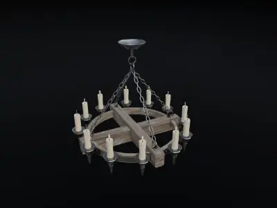Medieval Candle Chandelier Low-poly 3D model