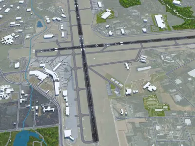 Albany Airport 10km Low-poly 3D model
