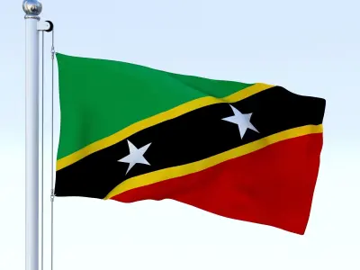 Animated Saint Kitts and Nevis Flag Low-poly 3D model