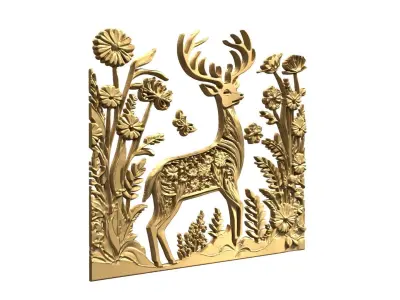decor set wall panel Deer relied mural CNC 06 3D print model purchase