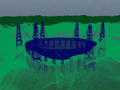 Night Fast radio telescope moutain landscape 3D model