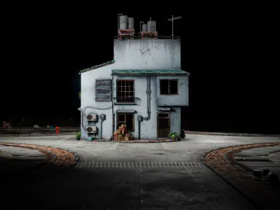 ASIAN URBAN BUILDING HONGKONG 03 Low-poly 3D model