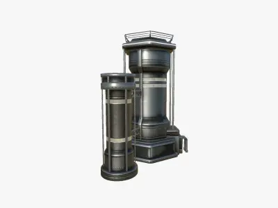 SciFi Facility A09 Dark Metal - Sci Fi Exterior Design Low-poly 3D model