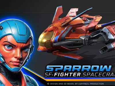 SPARROW Fighter Spacecraft  Low-poly 3D model