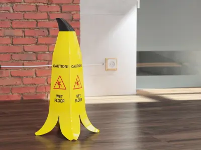 Banana Cone Caution Wet Floor Sign 60cm 3D model