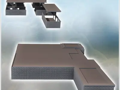 Modern police station with entrance and garage for vehicles 15 - 3D print model