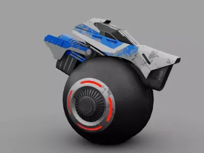 one wheel  futuristic vehicle  3D model