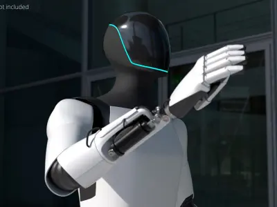  Autonomous Humanoid Service Robot Rigged For Blender Animated Set 