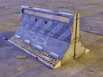 Modular Urban Concrete Barrier Low-poly 3D model
