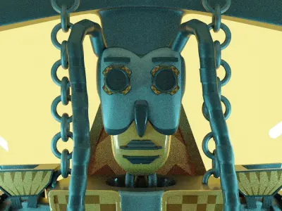 Female Robot Low-poly 3D model