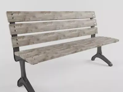 Street Bench Low-poly 3D model